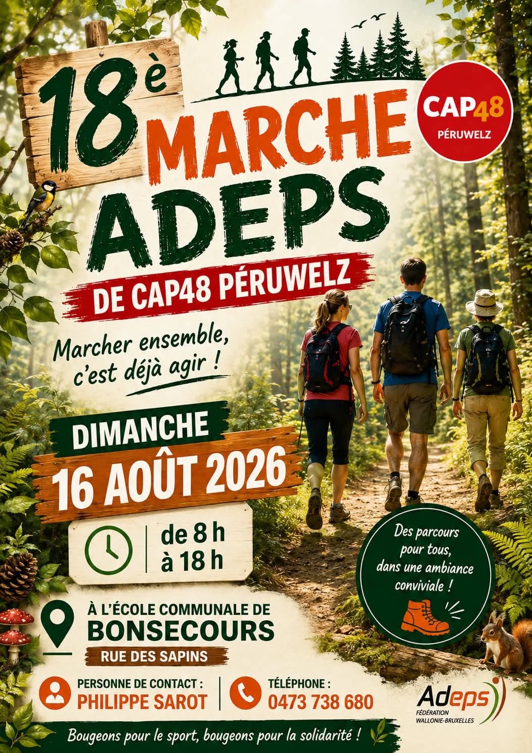 Affiche 18e marche ADEPS à Bon-Secours